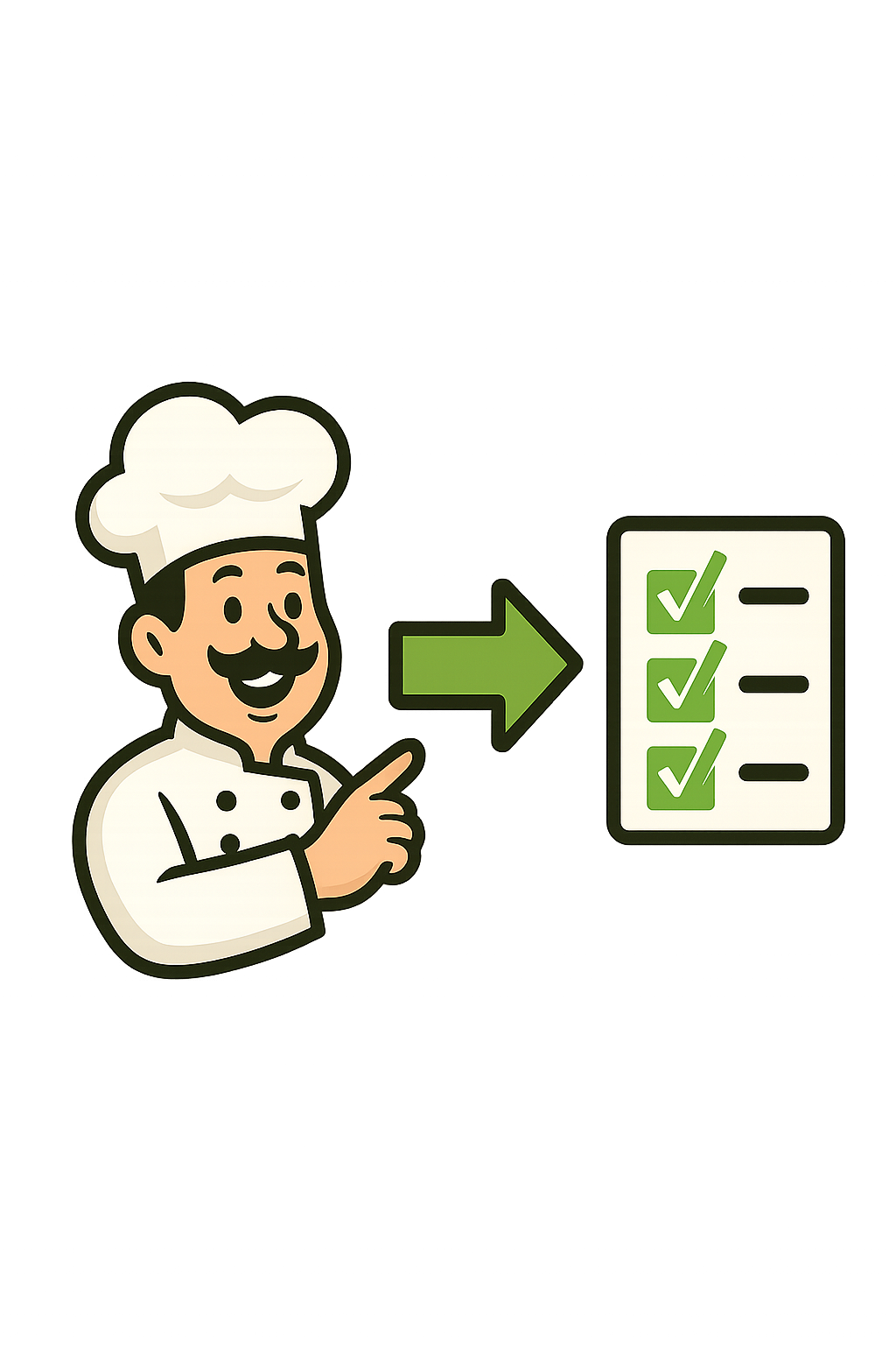Chef pointing at checklist